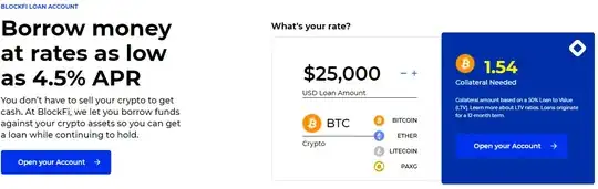 Borrowing Cash Against Your Crypto at Blockfi works