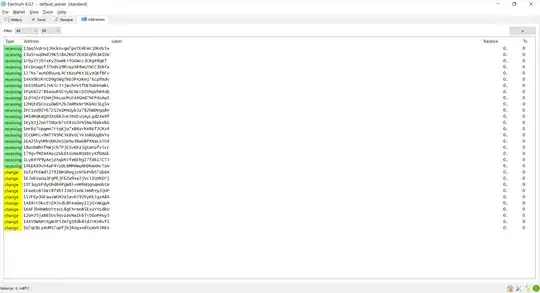 Addresses tab Electrum Wallet screenshot