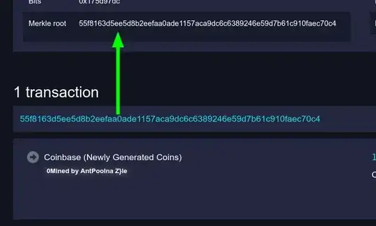 Example of a block’s details showing that coinbase transaction hash and Merkle root are identical