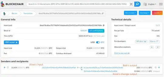 transaction with one input and two outputs of which one has a round number amount