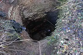 View of an open mine shaft.