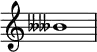 {
\override Score.TimeSignature #'stencil = ##f
\relative c'' {
\clef treble \time 1/1 \tweak Accidental.stencil #ly:text-interface::print \tweak Accidental.text \markup { \concat { \doubleflat \doubleflat }}beses1
} }