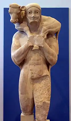 The Moschophoros or calf-bearer, c. 570 BC, Athens, Acropolis Museum