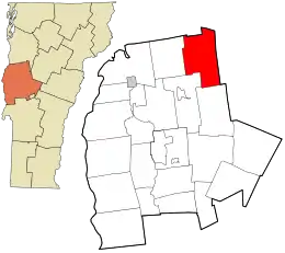 Location in Addison County and the state of Vermont.