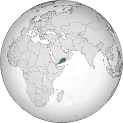 Location of South Yemen