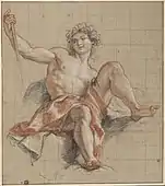 Bacchus; by Antoine Coypel; black chalk, white highlights, and sanguine; 42.7 × 37.7 cm