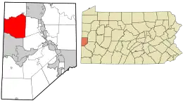 Location in Beaver County and state of Pennsylvania