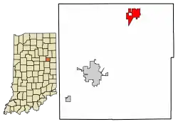 Location of Montpelier in Blackford County, Indiana.