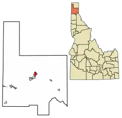 Location of Ponderay in Bonner County, Idaho.
