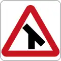 Traffic merges to the right ahead