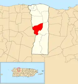 Location of Buena Vista within the municipality of Hatillo shown in red