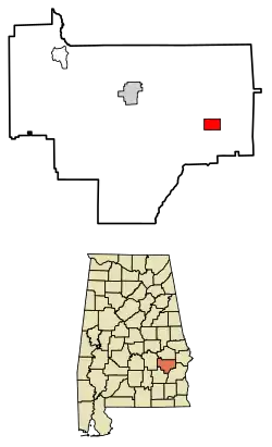 Location of Midway in Bullock County, Alabama.