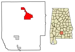 Location of Greenville in Butler County, Alabama.