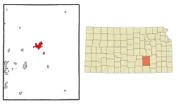 Location within Butler County and Kansas