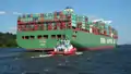 CSCL Venus on the Elbe with Destination Hamburg