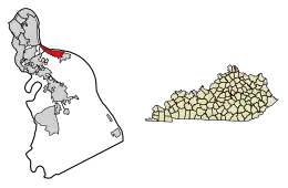 Location of Silver Grove in Campbell County, Kentucky.