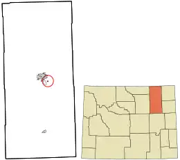 Location in Campbell County, Wyoming and the state of Wyoming.