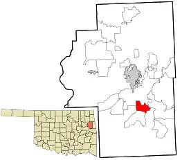 Location within Cherokee County and the state of Oklahoma