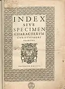 Plantin's type specimen of 1567, using Granjon's fleurons as the border