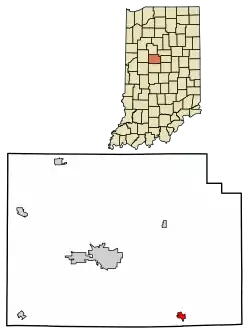 Location of Kirklin in Clinton County, Indiana.
