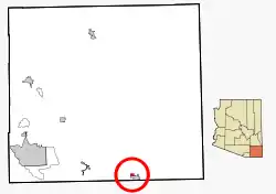 Location in Cochise County and the state of Arizona