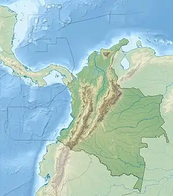 Map showing the location of Parque Natural Nacional Tayrona