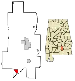 Location of Dozier in Crenshaw County, Alabama.