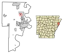 Location of Jericho in Crittenden County, Arkansas.