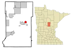 Location of Cuyunawithin Crow Wing County, Minnesota