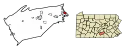 Area of Lemoyne in the county, and the county in the commonwealth highlighted