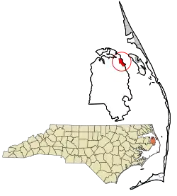 Location in Dare County and the state of North Carolina.
