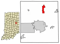 Location of Eaton in Delaware County, Indiana.