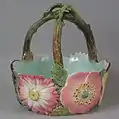 Coloured glazes majolica basket c.1900.
