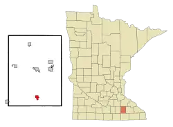 Location of Hayfield, Minnesota