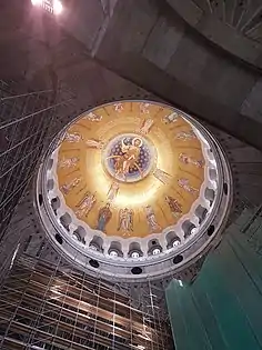 Biggest mosaic of Ascension of Jesus in Christian world which weighs 40 tons in central dome of Saint Sava Cathedral in Belgrade