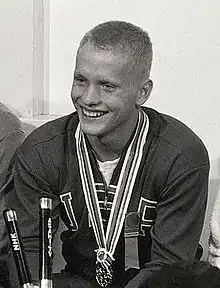 Don Schollander, winner of the 4×200-metre freestyle relay.