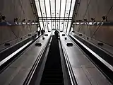 The escalators between the platforms and ticket hall