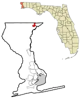Location in Escambia County and the state of Florida
