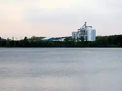 View of the Floradale Feed Mill seen across the Woolwich Reservoir