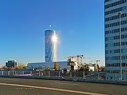 tall buildings alongside road