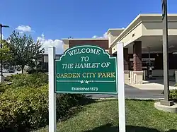 A Garden City Park welcome sign on August 31, 2022.