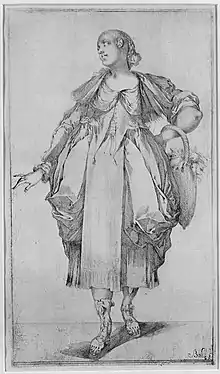 Gardener with basket, c. 1612, Etching by Jacques Bellange . He was an artist and printmaker from Lorraine, now in France.(c. 1575 - 1616).