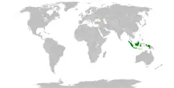 Map indicating locations of Georgia and Indonesia