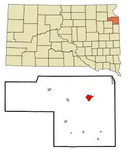 Location in Grant County and the state of South Dakota
