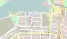 Geographical map of Hinge Park showing how it 'hinges' with the landscape and the adjacent Olympic Village Square
