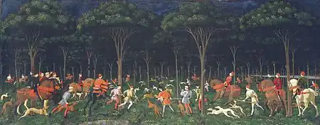 Paolo Uccello, Caccia notturna (The Hunt in the Forest), c. 1475