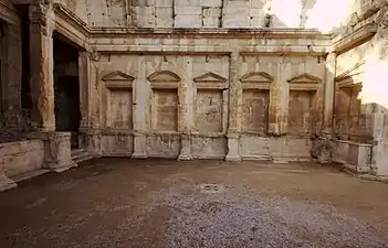 North wall with rectangular niches