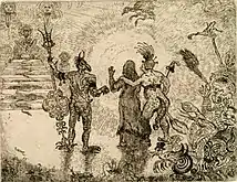 The Devils Dzitts and Hihanox Lead Christ into Hell (1895) 13.9 x 17.8 cm., etching and drypoint, Museum of Fine Arts, Ghent