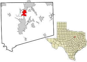 Location in Johnson County and the state of Texas
