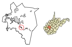 Location of Belle in Kanawha County, West Virginia.
